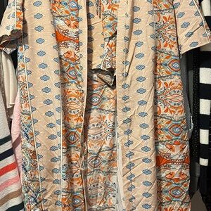 SHEIN Colorful Paisley long Kimono and Shorts set